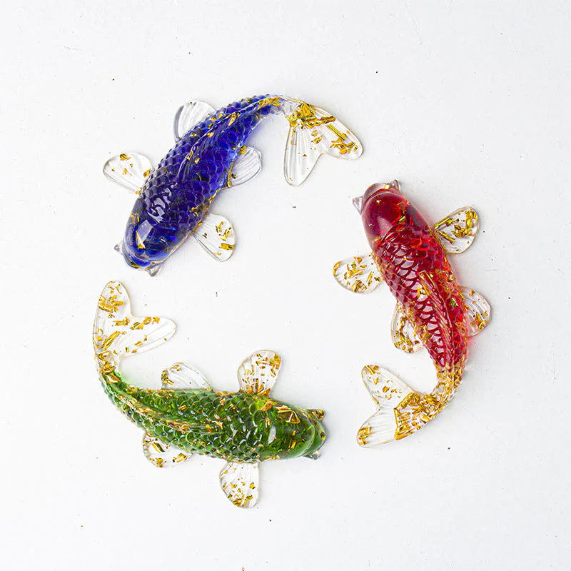 Buddha Stones Koi Fish Crystal Chip Epoxy Resin Luck Decoration
