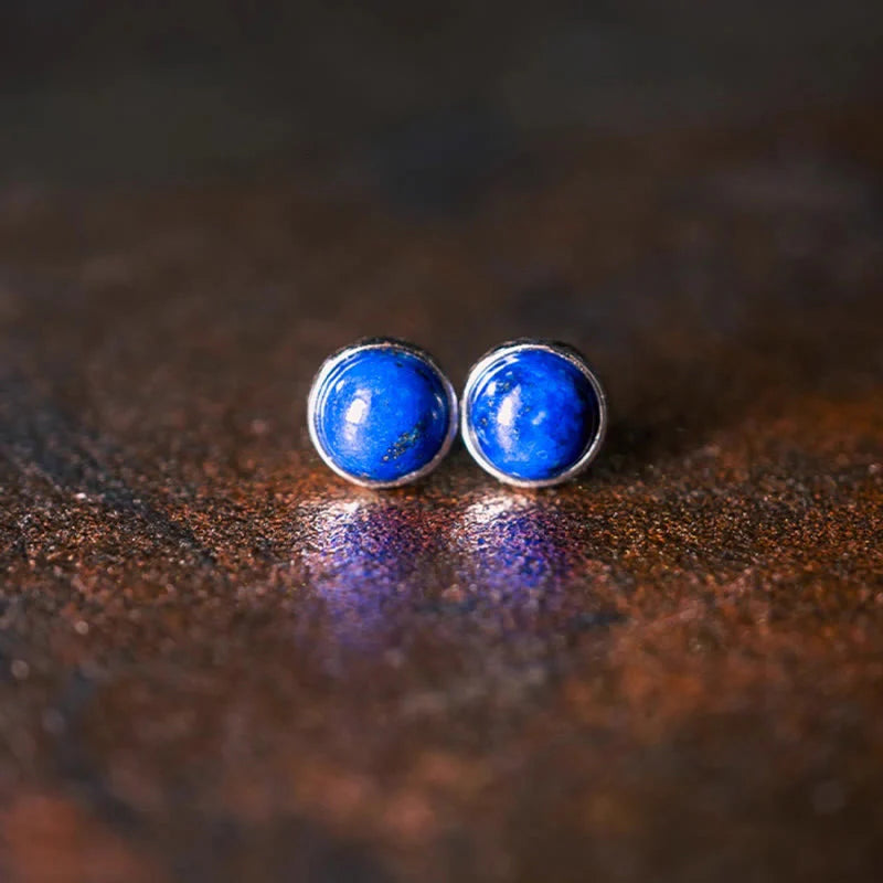 Buddha Stones Vintage 925 Sterling Silver Lazurite Balance Earrings