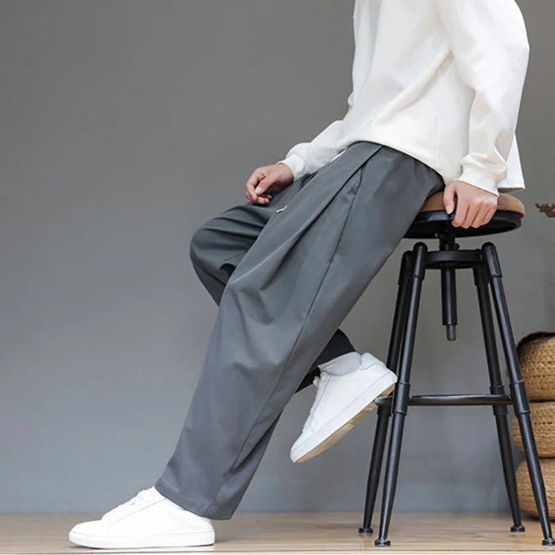 Buddha Stones Fall Solid Color Straight Leg Design Men's Harem Pants With Pockets