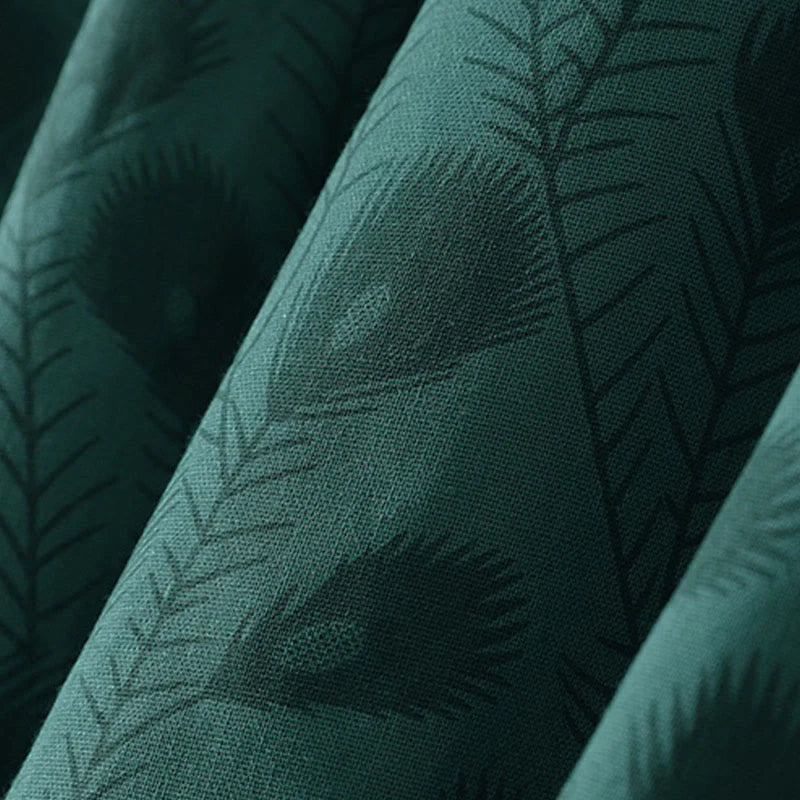 Buddha Stones Spring Grass Vines Print Buttons Design Long Sleeve Midi Dress With Pockets