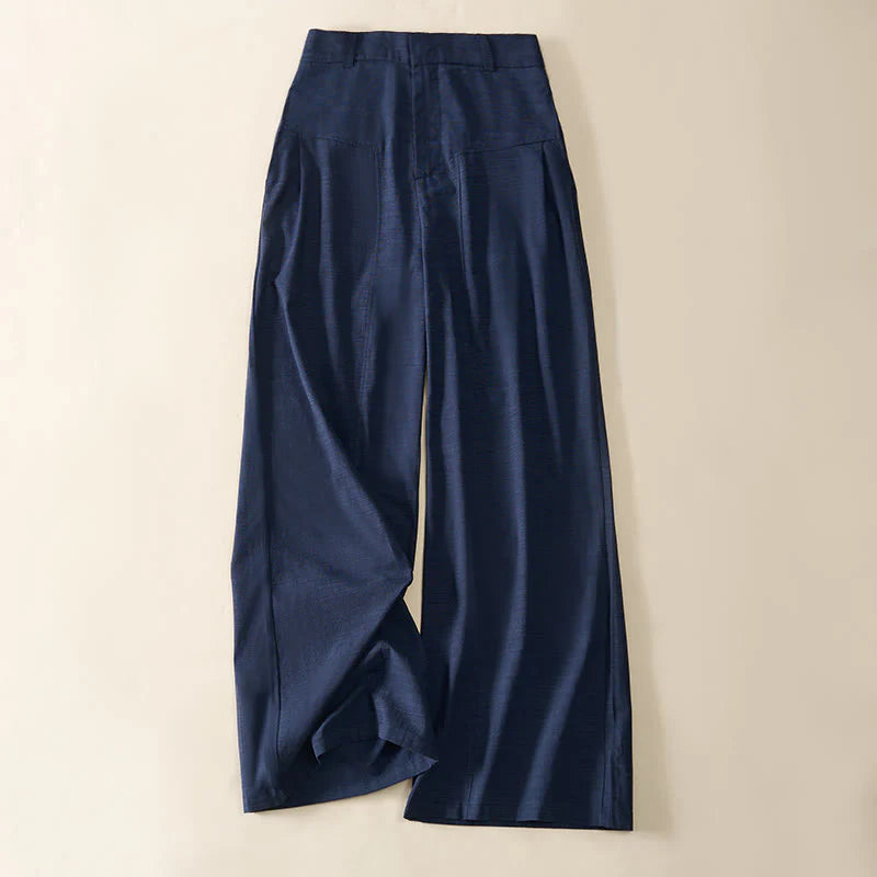 Buddha Stones Simple Zipper Design Cotton Women's Wide Leg Pants With Pockets