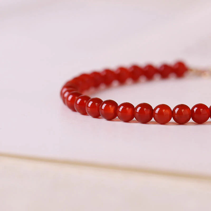 Buddha Stones Small Red Agate Ultra-thin Beads Calm Bracelet