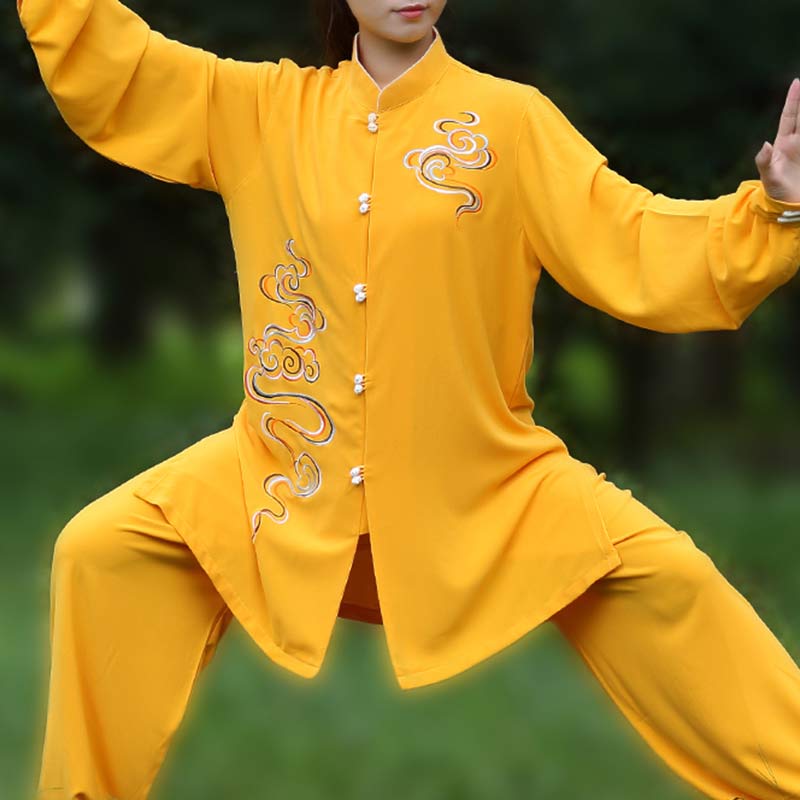 Buddha Stones Auspicious Clouds Embroidery Meditation Prayer Spiritual Zen Tai Chi Qigong Practice Unisex Clothing Set (Extra 30% Off | USE CODE: FS30)