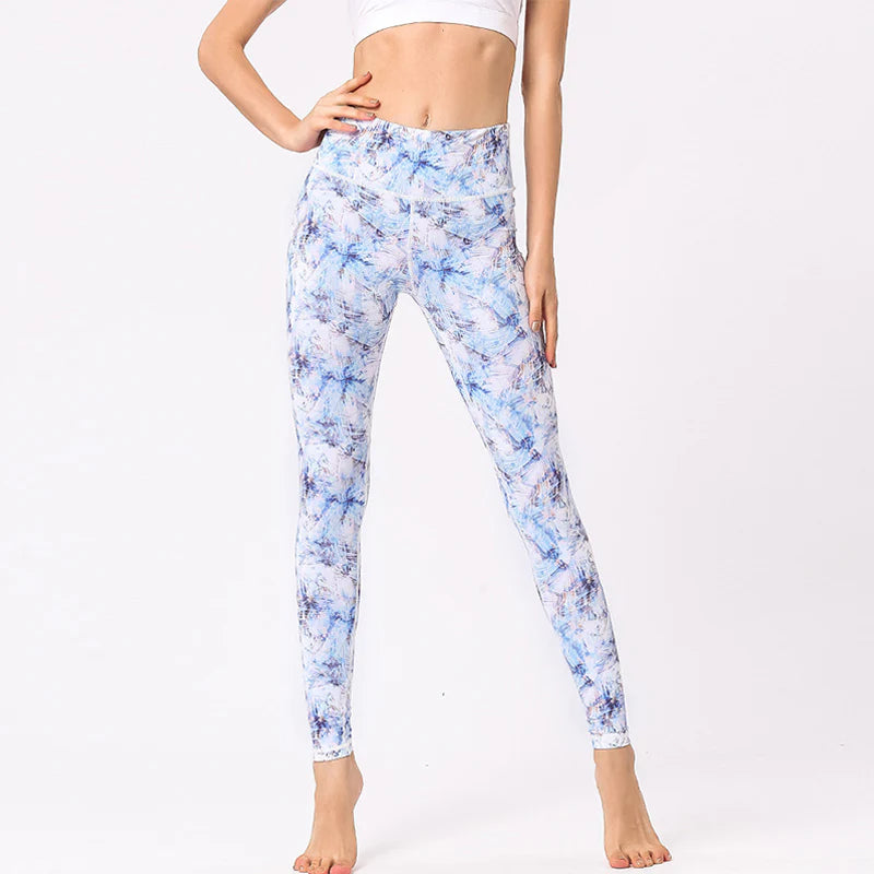 Buddha Stones Multicolored Print Flowers Pants Sports Exercise Fitness High Waist Leggings Women's Yoga Pants