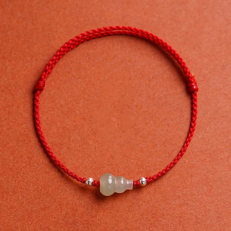 Buddha Stones Gourd Hetian Jade Red String Prosperity Bracelet Anklet