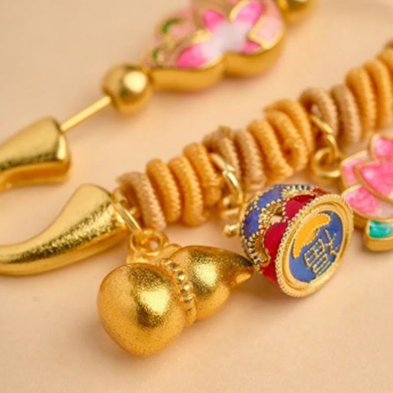 Buddha Stones Year Of The Horse Fu Character Lotus Attract Fortune Ruyi Handle Peace Buckle Luck Brooch