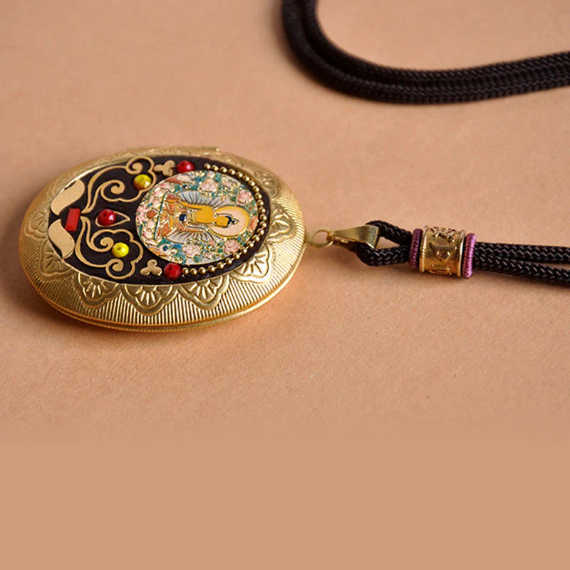 Buddha Stones Copper Kwan Yin Avalokitesvara Zakiram Wealth Pendant Necklace