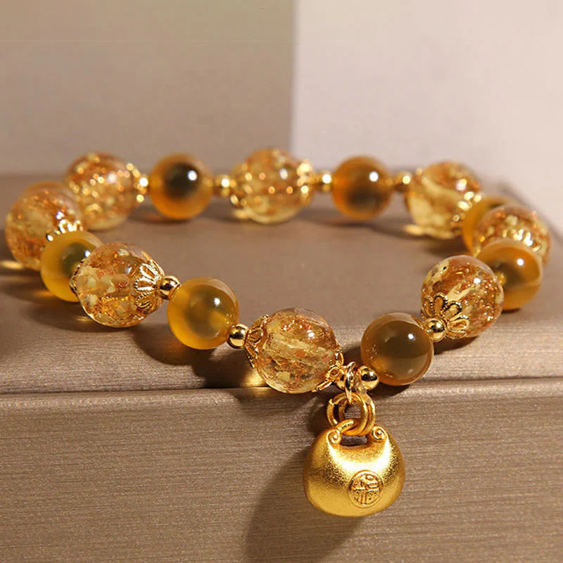 FREE Today: Healing Strength Yellow Candy Agate Fu Character Blessing Bag Bracelet