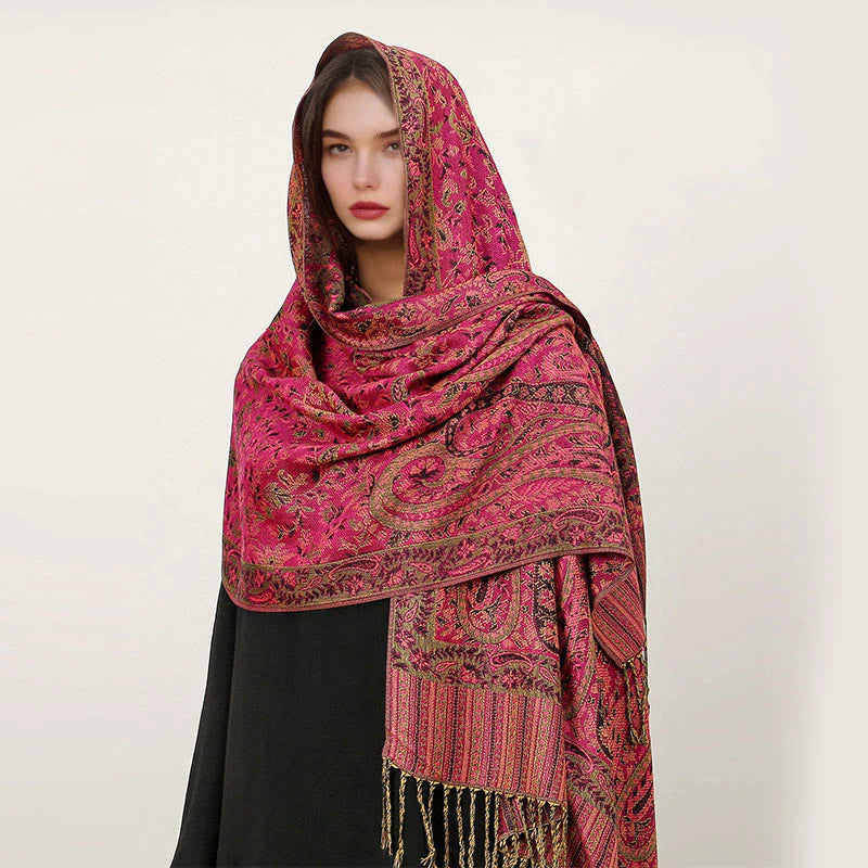 Buddha Stones Ethnic Daily Tibetan Paisley Pattern Tassel Cozy Scarf Shawl