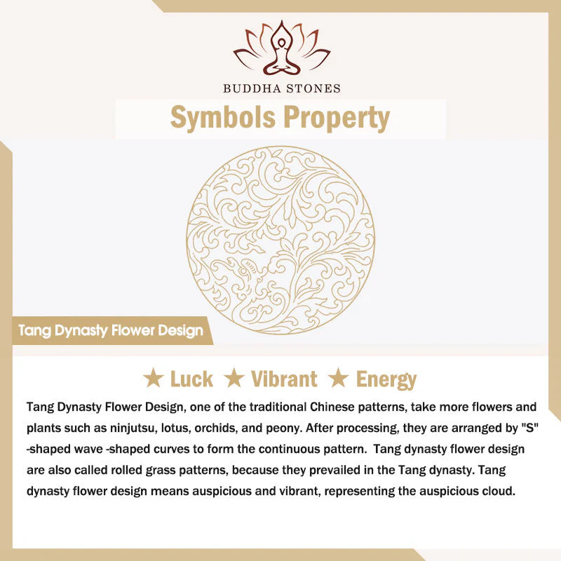 Buddha Stones Chain Copper Tang Dynasty Flower Design Braided Luck Cuban Bracelet