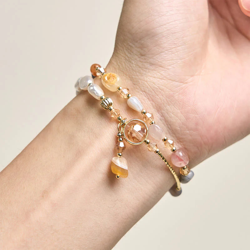 Buddha Stones Irregular Pearl Glass Bead Double Wrap Bracelet
