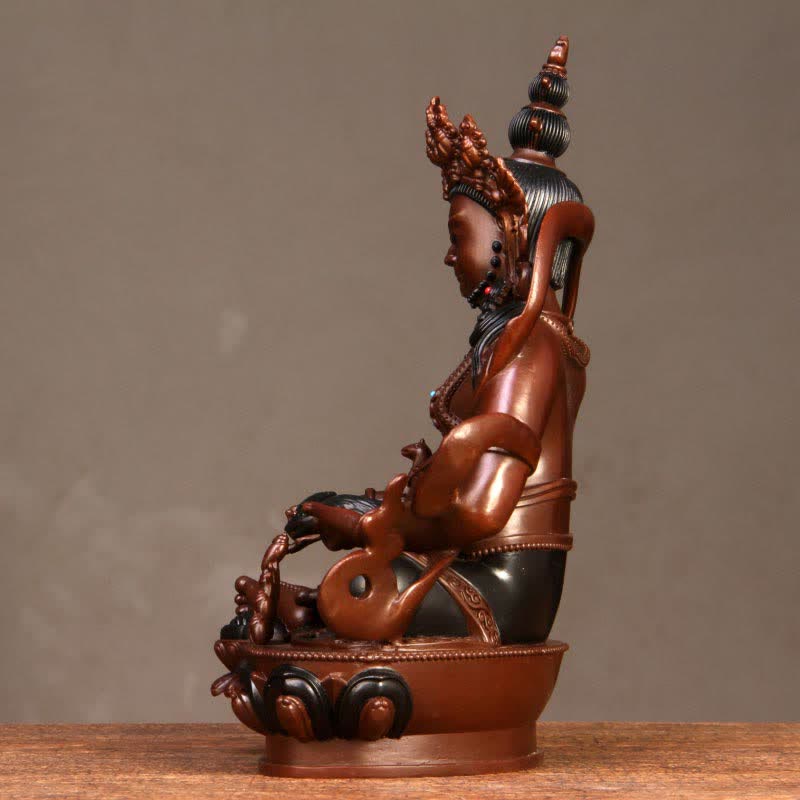 Buddha Stones Yellow Jambhala Bodhisattva Figurine Compassion Copper Statue Home Office Decoration