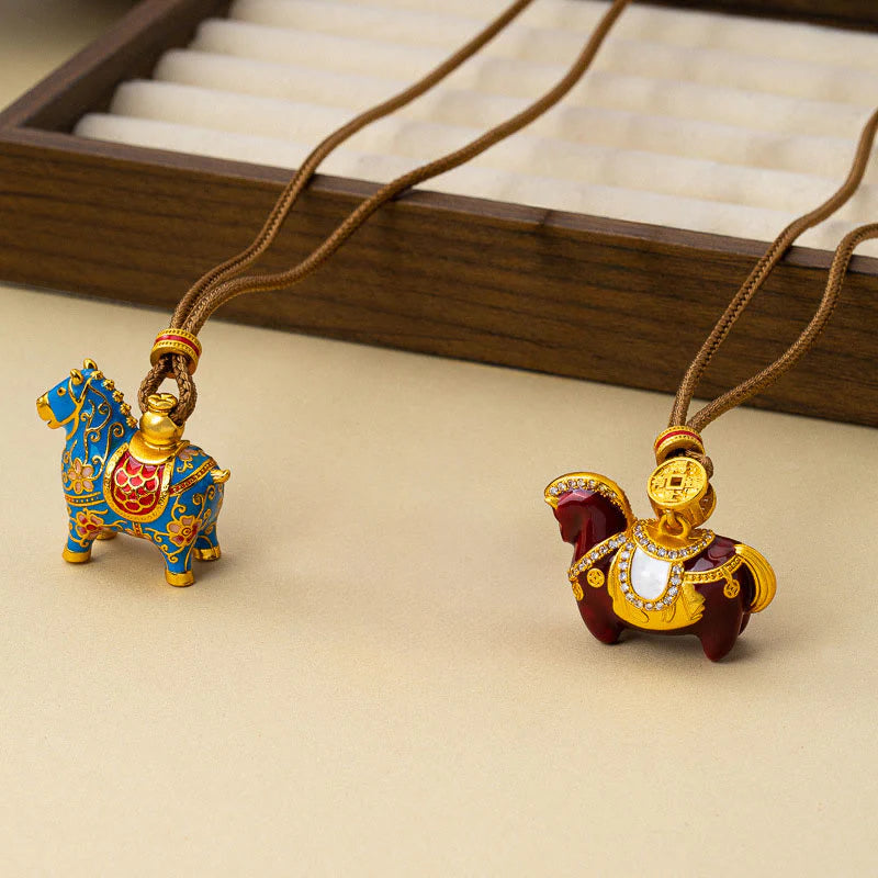 Buddha Stones Year Of The Horse Copper Wealth Necklace Pendants
