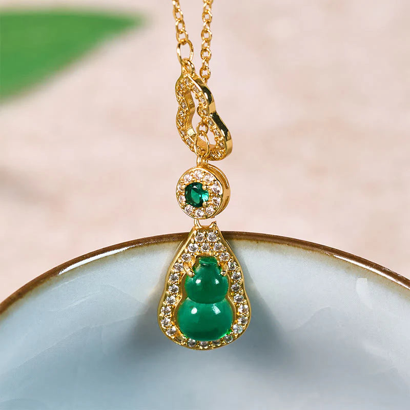 Buddha Stones Colorful Gourd Hollow Design Copper Balance Necklace Pendant