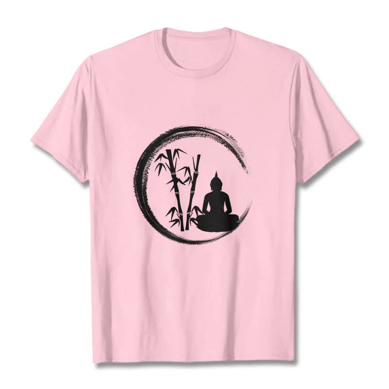 Buddha Stones Zen Buddha Statue Sitting Bamboo Meditation Tee T-shirt