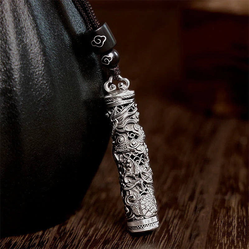 Buddha Stones Copper Fu Character Dragon Pattern Balance Pendant Necklace