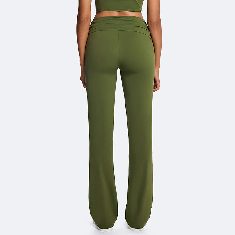 Buddha Stones Solid Crop Halter Backless Sleeveless Top Straight Leg Pants For Sports Fitness Yoga