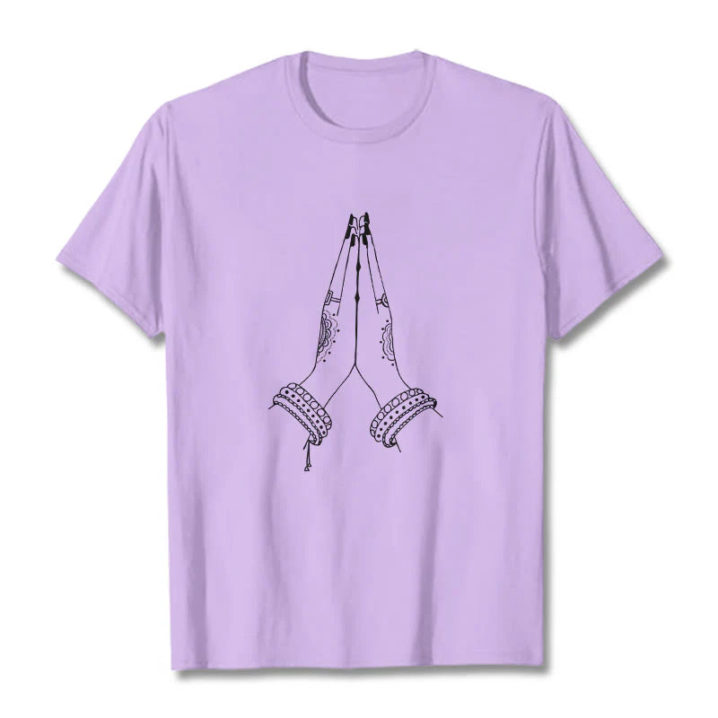 Buddha Stones Put Hands Together Prayer Design Tee T-shirt