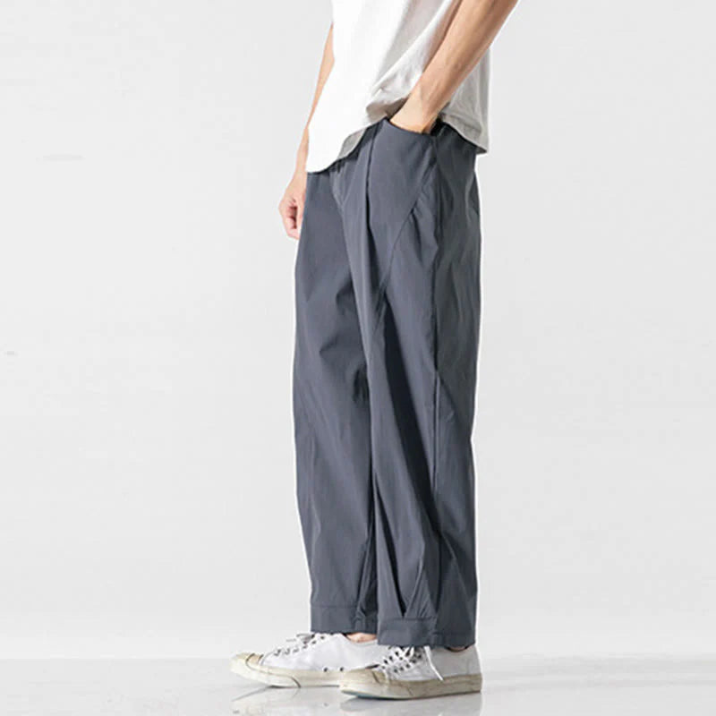 Buddha Stones Summer Solid Drawstring Ankle-Length Men's Cargo Harem Pants With Pockets