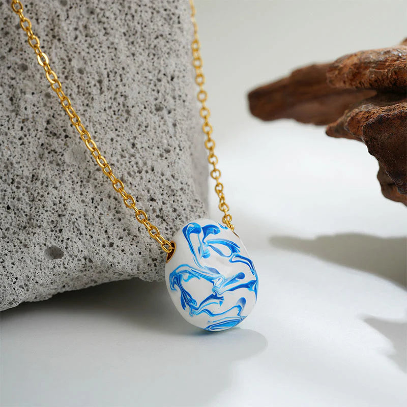 Buddha Stones Copper Wealth Healing Water Drop Shape Pendant Necklace