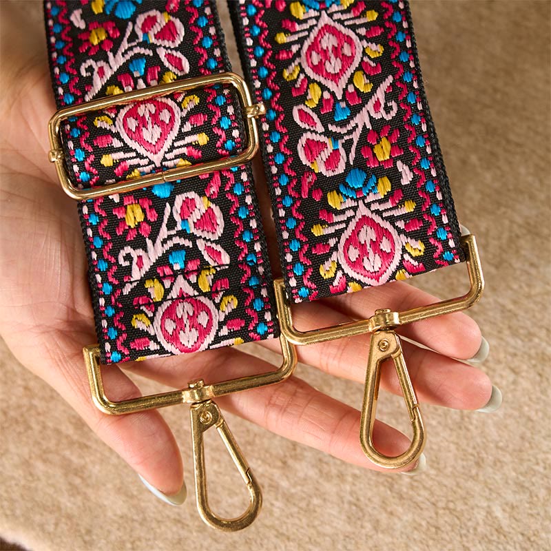 Buddha Stones Bohemian Flower Geometric Stripes Embroidery Adjustable Handbags Crossbody Shoulder Bag Purse Straps Replacement