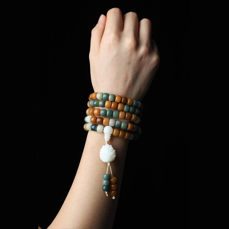 Buddha Stones Bodhi Lotus Mala Harmony Necklace Bracelet