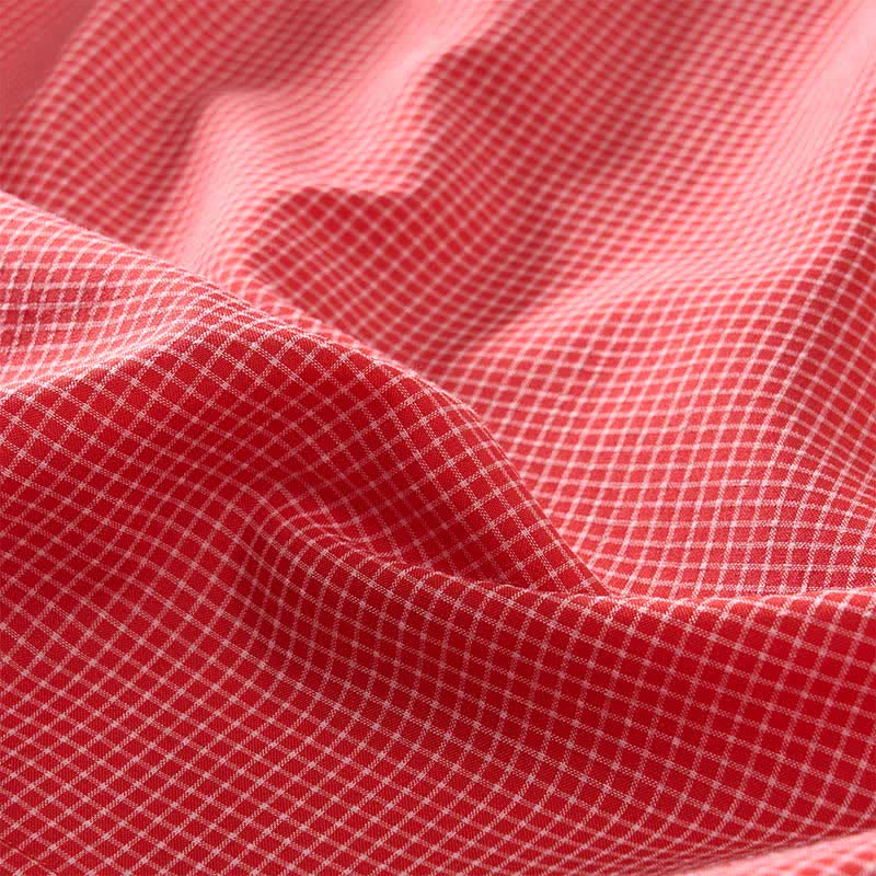 Buddha Stones Summer Coral Gingham Sleeveless A Line Vacation Casual Knee Length Dress With Pockets