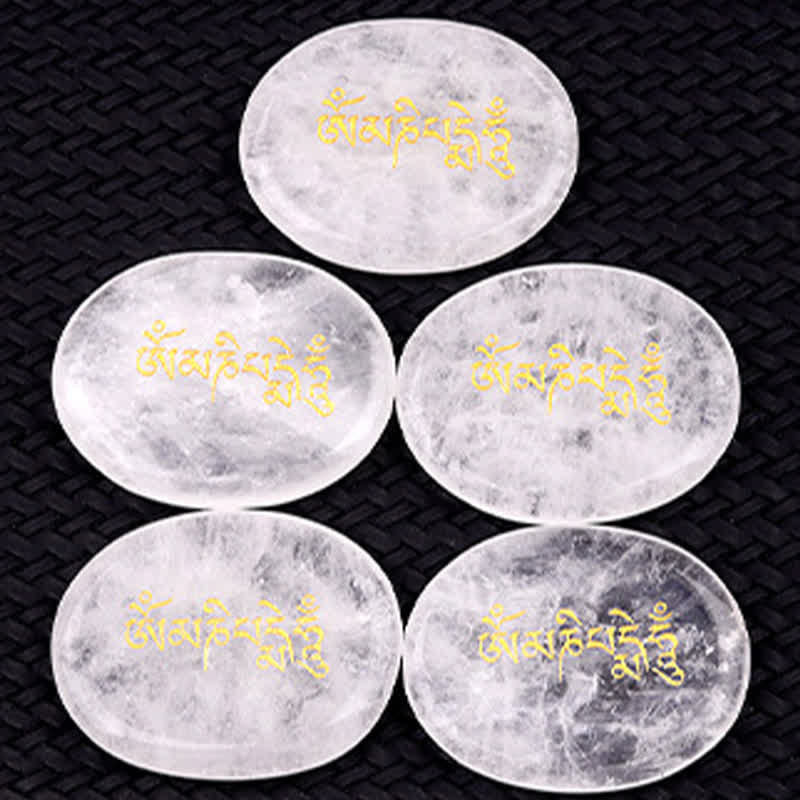 FREE Today: Spiritual Awareness Om Mani Padme Hum Amethyst Tiger Eye Palm Stone Crystal Decor 35*45mm