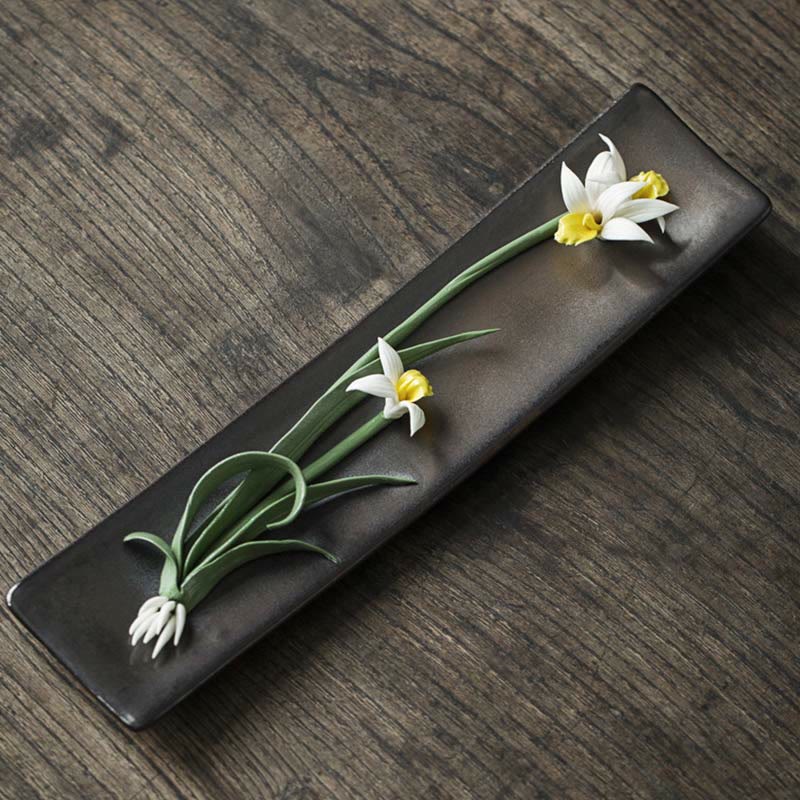 Buddha Stones Lotus Peony Rose Flower Ceramic Spiritual Incense Burner