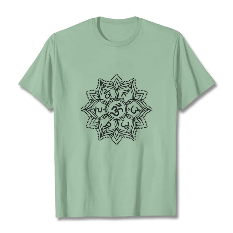 Buddha Stones Mandala Flower Om Mani Padme Hum Sanskrit Mantra Tee T-shirt