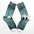 Buddha Stones Casual White Crane Cotton Micro Crew Women's Socks