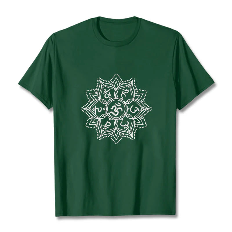 Buddha Stones Mandala Flower Om Mani Padme Hum Sanskrit Mantra Tee T-shirt