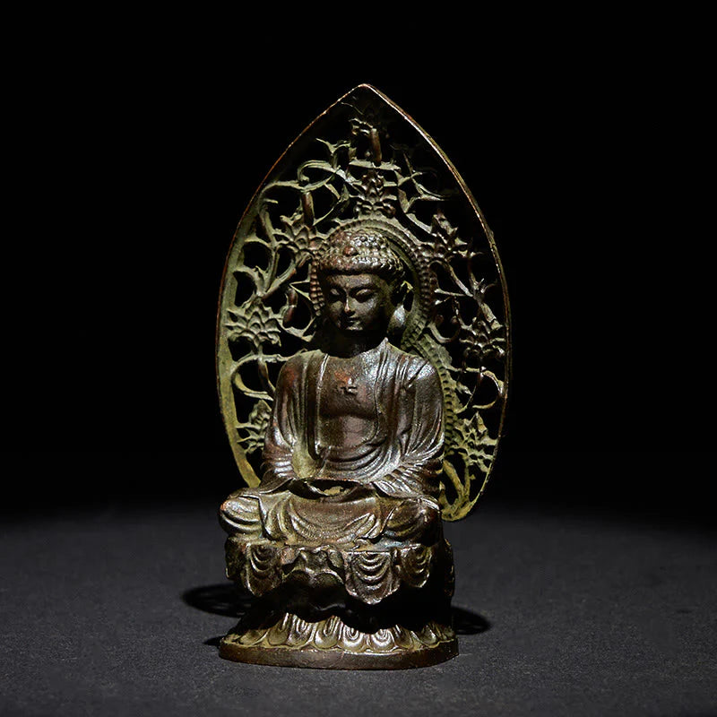 Buddha Stones Tathagata Buddha Alloy Statue Zen Home Decoration 9*4.5 cm