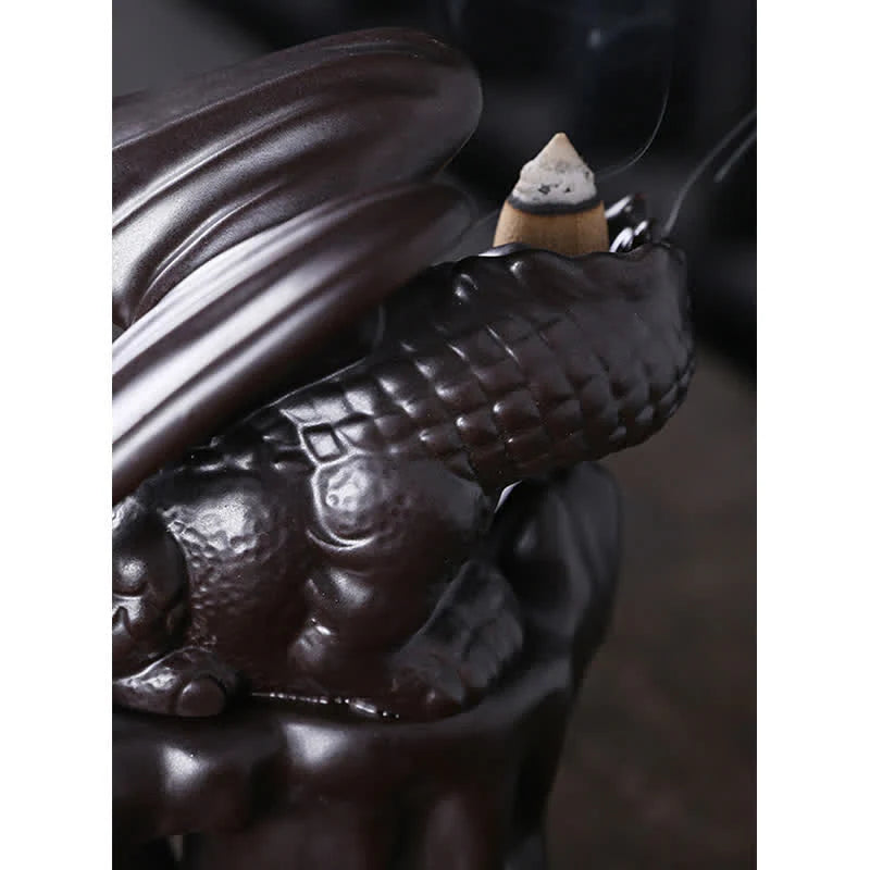 Buddha Stones Nordic Dragon Ceramic Backflow Smoke Fountain Meditation Healing Incense Burner Led Ball Decoration