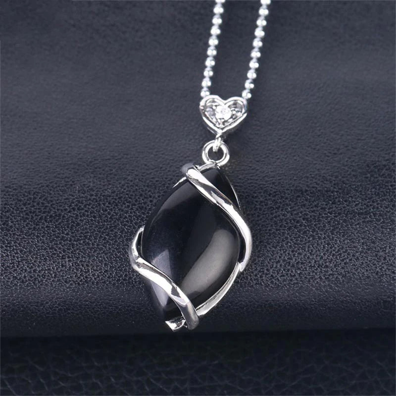 Buddha Stones Marquise Pattern Natural Crystal Stone Charm Necklace Pendant (Extra 35% Off | USE CODE: FS35)