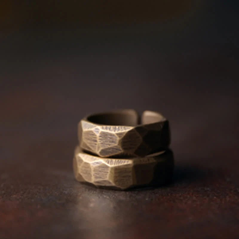 Buddha Stones Tibetan Simple Design Copper Wealth Ring