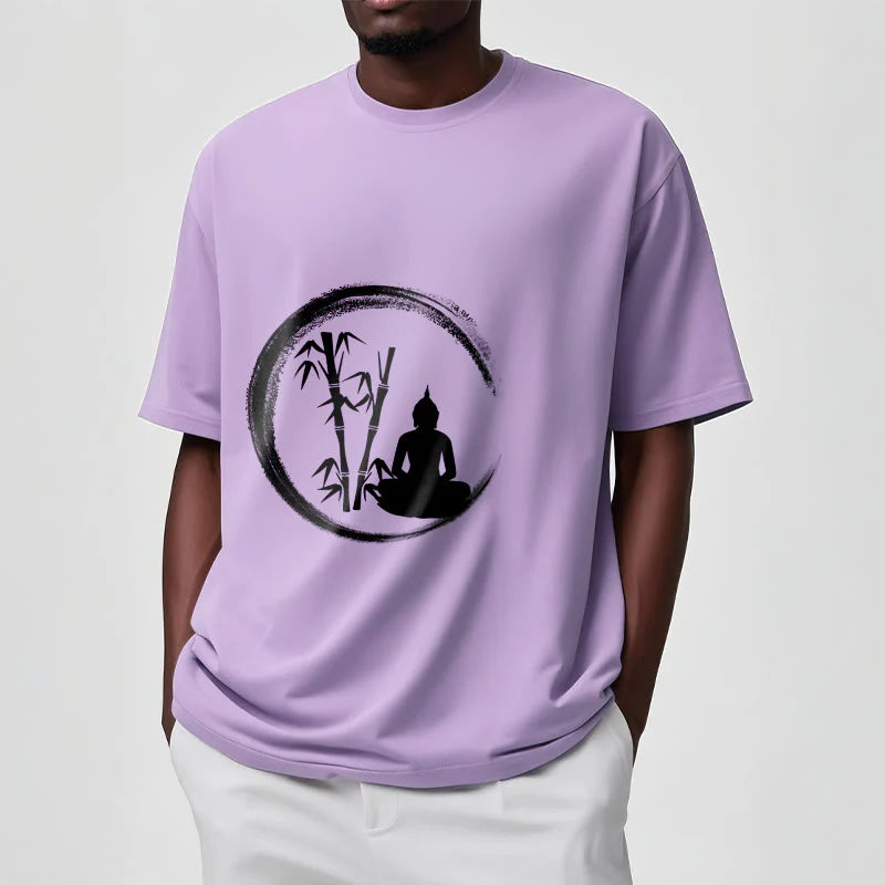 Buddha Stones Zen Buddha Statue Sitting Bamboo Meditation Tee T-shirt