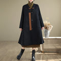 Buddha Stones Diamond Pattern Mid-length Women's Cotton Coat With Pockets