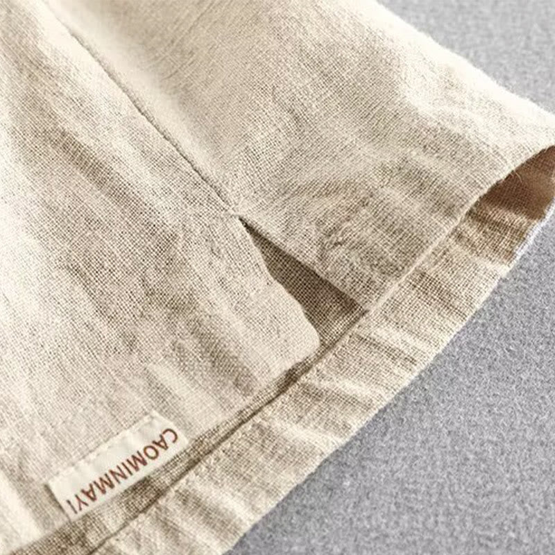 Buddha Stones Drawstring Elastic Waist Cotton Men's Shorts With Pockets