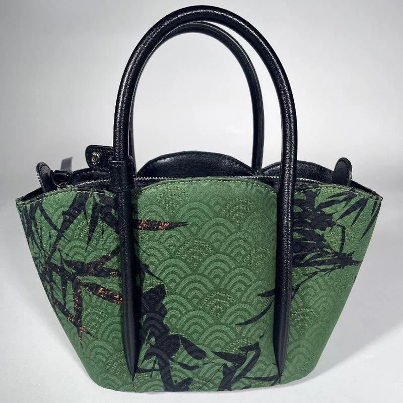 Buddha Stones Curve Bamboo Flower Shape Xiangyunsha Silk Crossbody Bag Hangbags