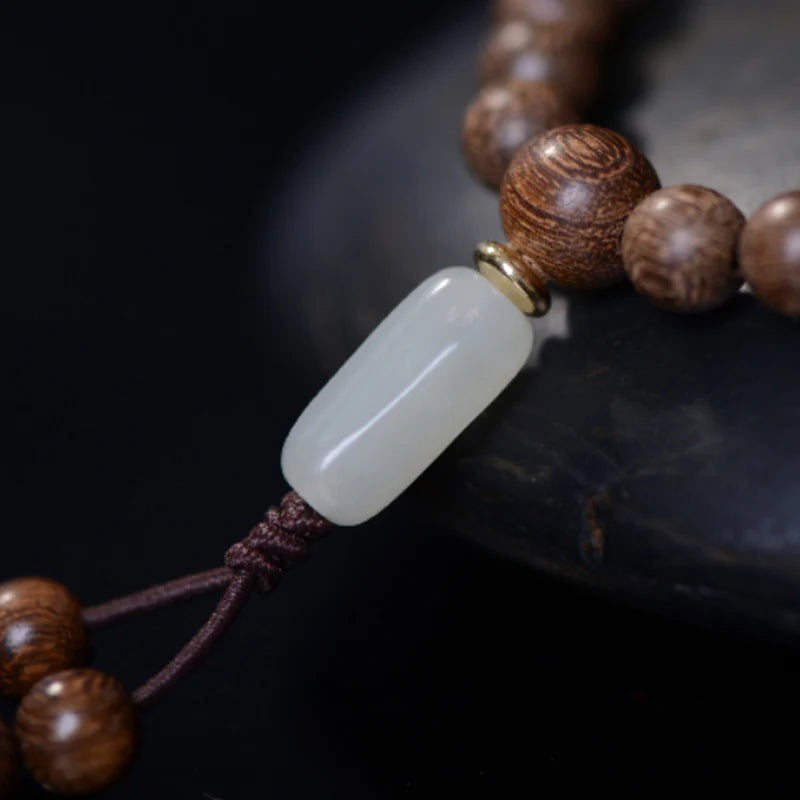Buddha Stones 108 Mala Beads Rosewood Jade Calm Bracelet