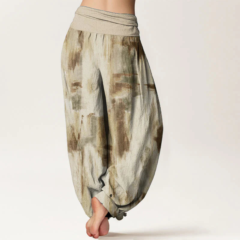 Buddha Stones Pure Cotton Tie Dye Pattern Design Women's Elastic Waist Harem Pants