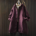 Buddha Stones Fall Buttons Long Sleeve Mid-length Jacquard Cotton Women's Jacket With Pockets
