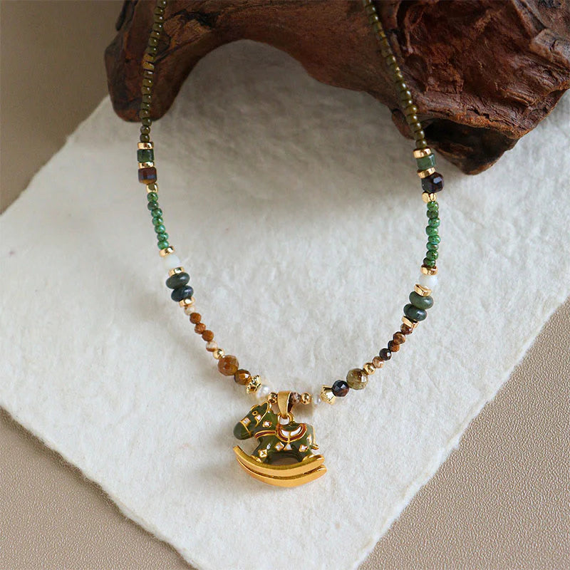 Buddha Stones Year Of The Horse Copper Tiger Eye Various Beads Balance Necklace Pendants