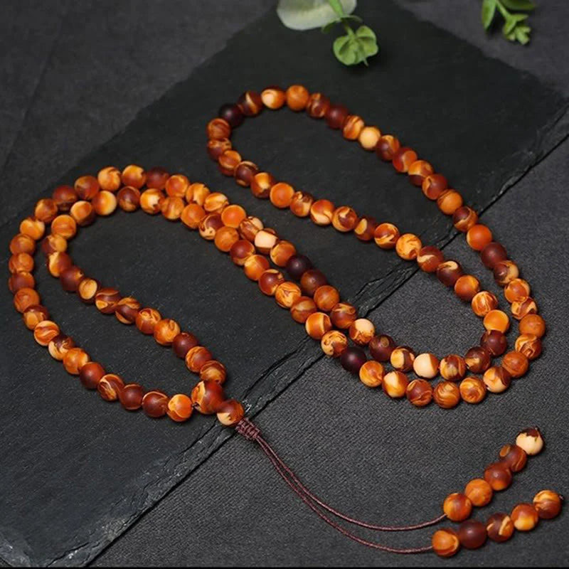 Buddha Stones 108 Tibetan Amber Round Beads Clear Anxiety Mala