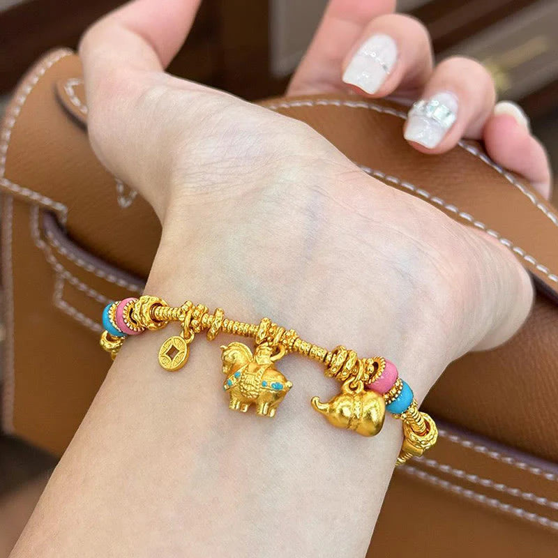 Buddha Stones Year Of The Horse Gourd Copper Coin Copper Balance Bracelet