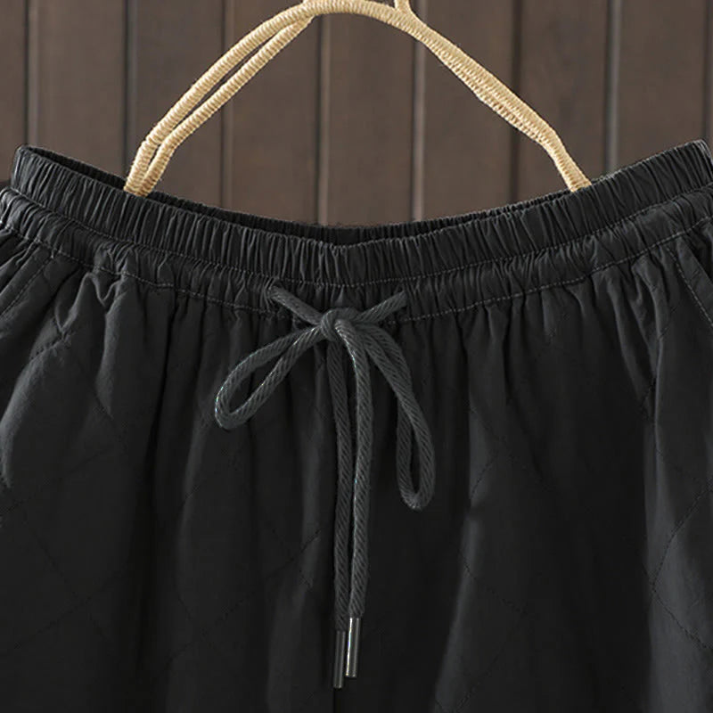 Buddha Stones Rhombus Pattern Cotton Polyester Thick Women's Pants With Pockets