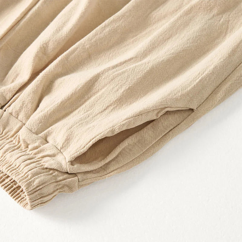 Buddha Stones Plain Bohemian Stripes Women's Wide Leg Pants With Pockets