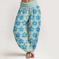 Buddha Stones Cotton Regular Layout Of Five-petal Flower Pattern Women's Elastic Waist Harem Pants