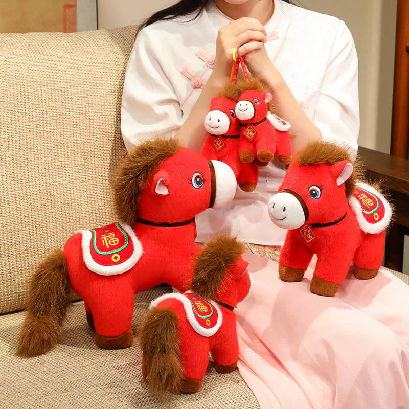 Buddha Stones Year Of The Horse Fu Character Plush Horse Doll Prosperity Fortune Home Decoration